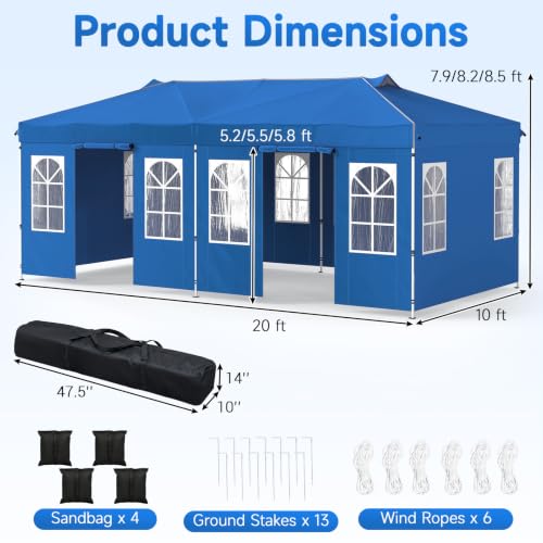 Image of Tangkula 10x20 Ft Pop Up Canopy with Center Lock