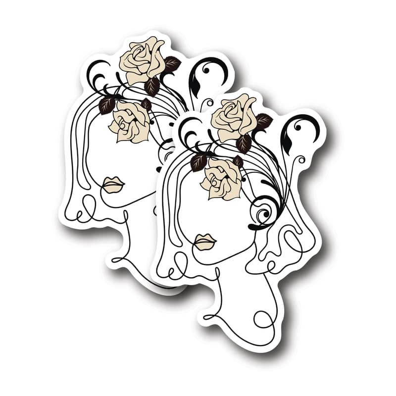 Autocollants Monoline Rose Woman en vinyle pour pare-chocs de voiture de 12,7 cm