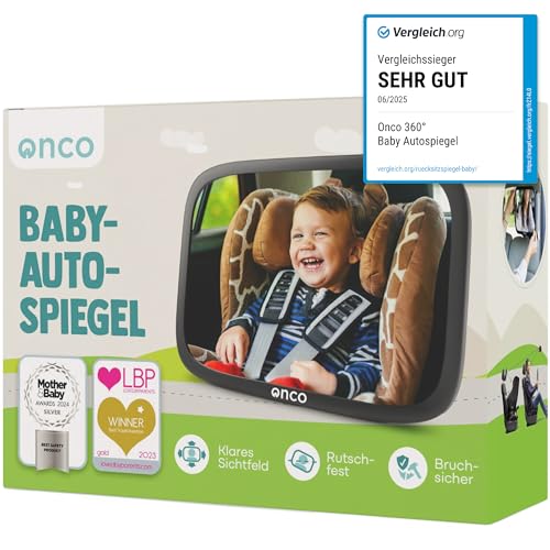 Onco 360° Baby Autospiegel - 2025 Vergleichssieger, 100% bruchsicher &...
