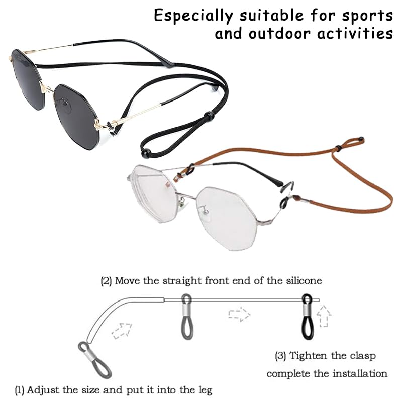 2 Stück Brillenbänder(70cm), universal Brillenkette, einstellbarer Brille Cord, für Damen und Herren, passend für Sonnenbrillen & Sportbrillen