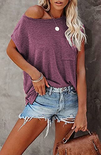 Image of CNFUFEN Short /Long Sleeve T Shirts for Women Fashion Casual Summer Lightweight Solid Trendy Tops