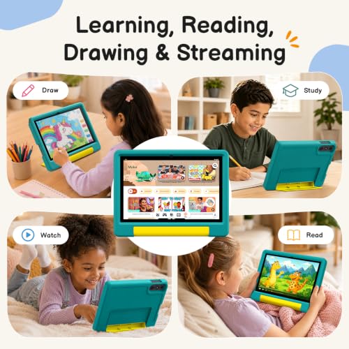 Image of Kids Tablet 10 inch, Android 16 Tablet for Kids with Case, Green
