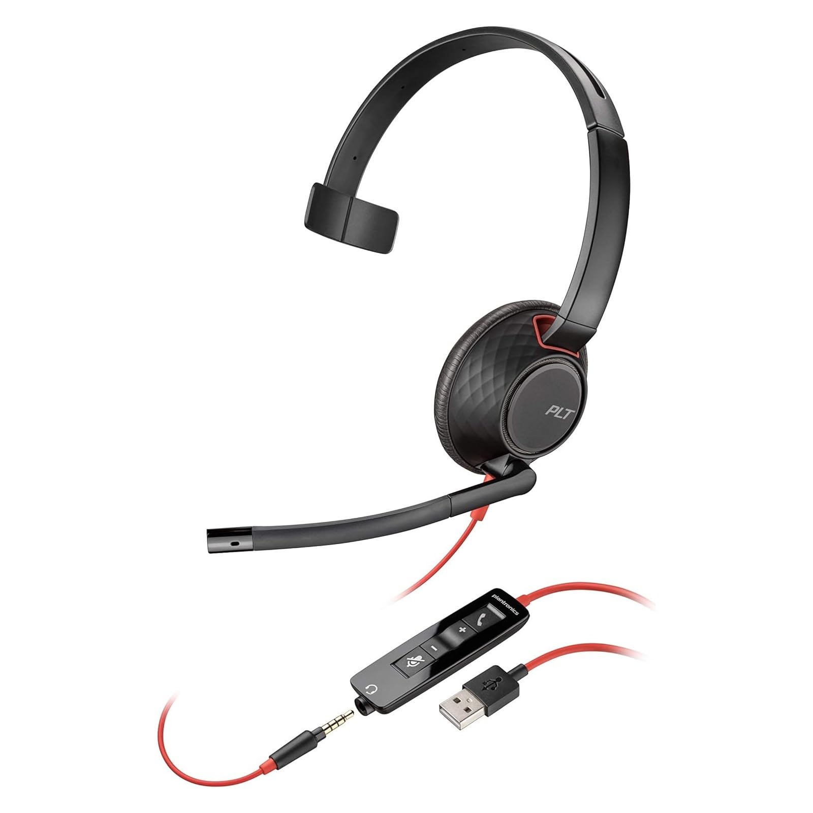 polyBlackwire 5210, C5210 USB-A - Corded mono headset with USB-A (headset only)
