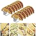 SHUANGJUN Soporte Tacos Mexicanos, Soporte para Taco de Acero Inoxidable,Andeja para Tacos Lisa para 6 Tacos,Taco Shell Soportes Alimentos de Estantes, para Duros o Blandos Tacos Burritos (2pcs)