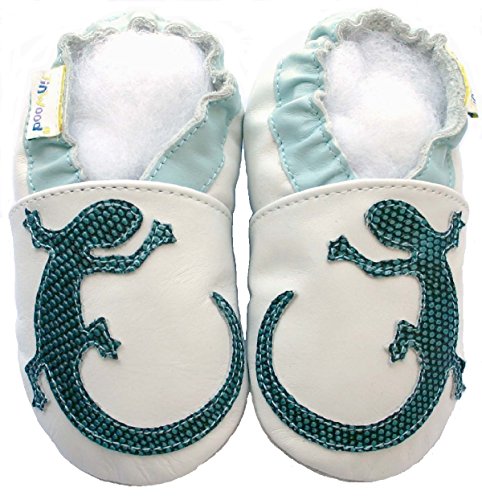 Leather Baby Soft Sole Shoes Boy Girl Infant Children Kid Toddler Crib First Walk Gift Gecko Blue (0-6month, Blue)
