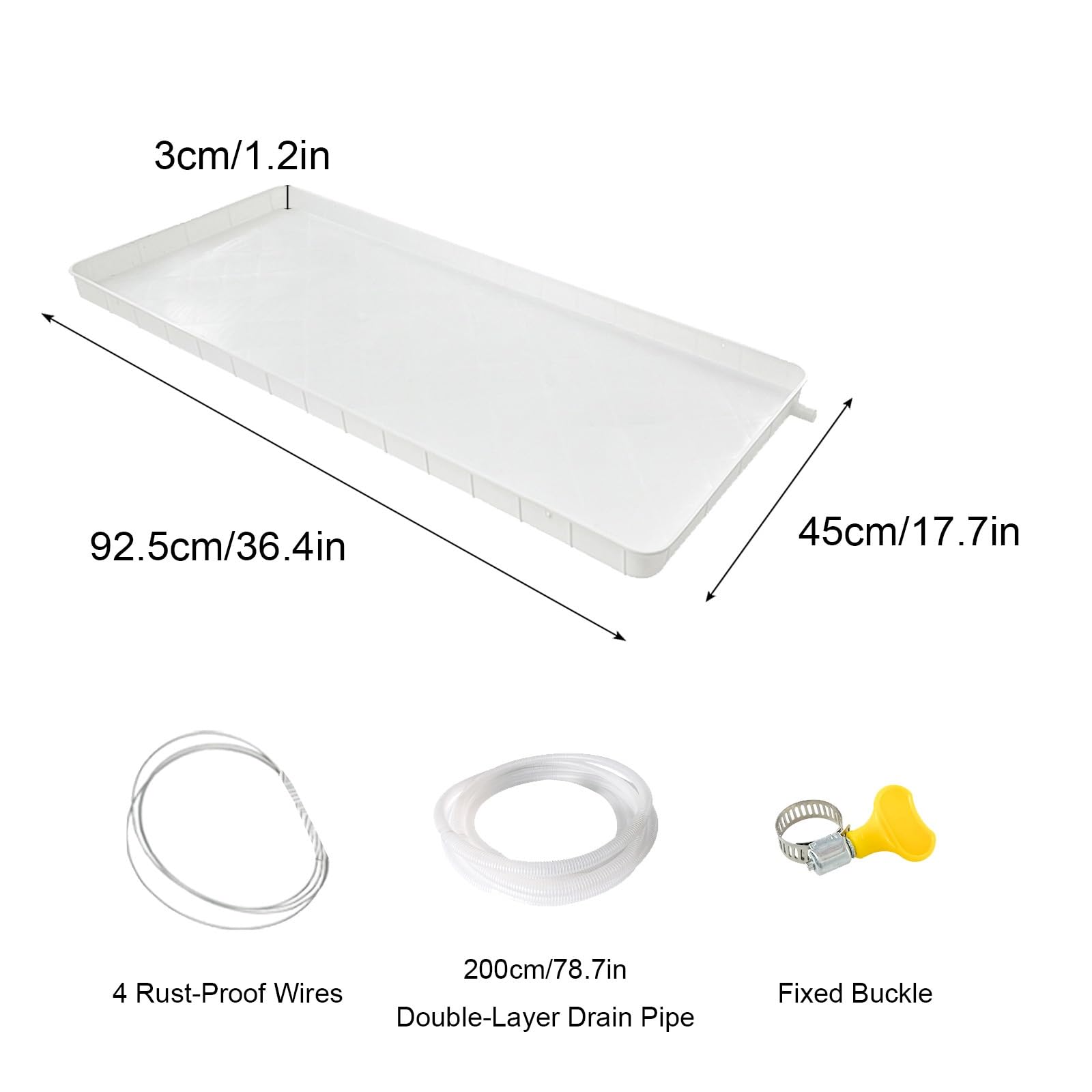 Bandeja Aire Acondicionado, Bandejas Plastico, con Drenaje, Plástico PP5, para Aire Acondicionado Interior y Exterior(92.5x45x3cm/36.4x17.7x1.2in)