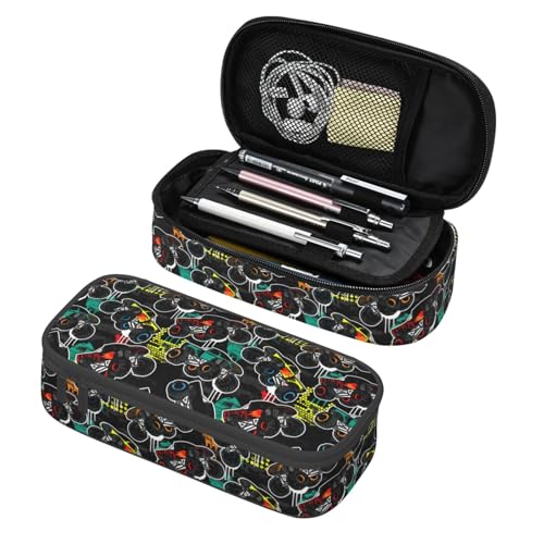 Image of Catoon Truck Car Large Pencil Case With Zipper Compartments Stationery Pencil Bag For Kids Teens Students School Supplies