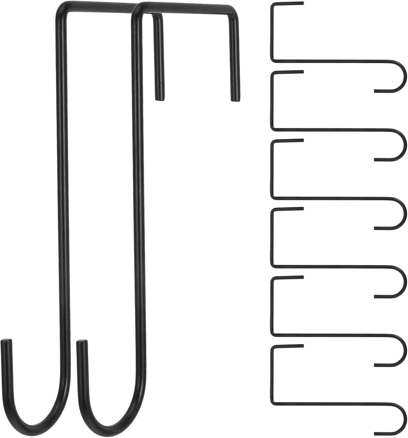 8pcs Black 8-inch Garden Hooks for Vinyl Fence and Patio Light Hanging, Heavy-Duty S-Hooks for Outdoor Plant Baskets, Lanterns, Bird Feeders, and Deck Rail Accessories