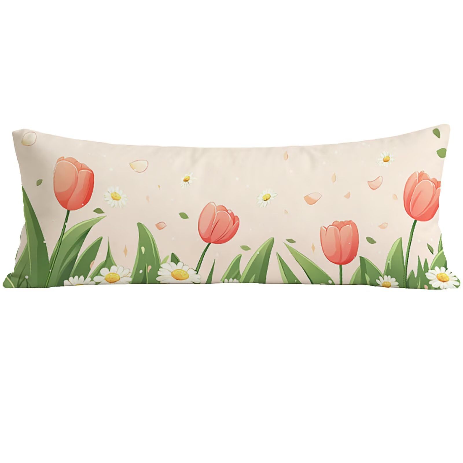 Poszewka na poduszkę 180 x 60 cm beżowa długa poduszka do spania na biodrze, miękka aksamitna poszewka na poduszkę z niewidocznym zamkiem błyskawicznym, kwiat prostokątne poduszki do łóżka salon