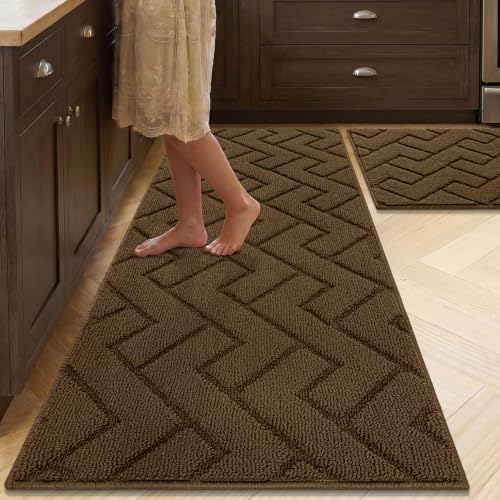 Image of hicorfe Kitchen Runner Rug,20 inchx48 inch+20 inchx32 inch Kitchen Set,Non-Slip Kitchen Mat