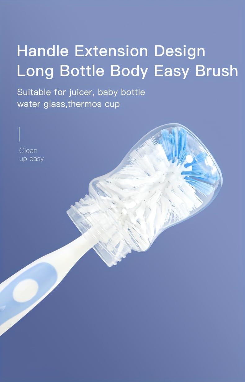 [2-in-1 Bottle Brush Set] 2-in-1 Nylon Mother-Child Bottle Cup Cleaning Brush Set with Suction Stand & Straw Brush (Green)