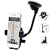 Car Mount,Dreamore Long Arm Universal Windshield Dashboard Cell Phone Holder with Strong Suction Cup for iPhone 7 Plus 6 Plus 6S 5S SE Samsung Galaxy S6 S7 Edge (Black (Long Arm))