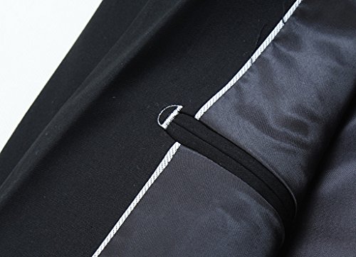 Mogu Mens Slim Fit One Button Casual Blazer Jacket Us Size 42 (Label Asian Size 5Xl) Black #TOP5