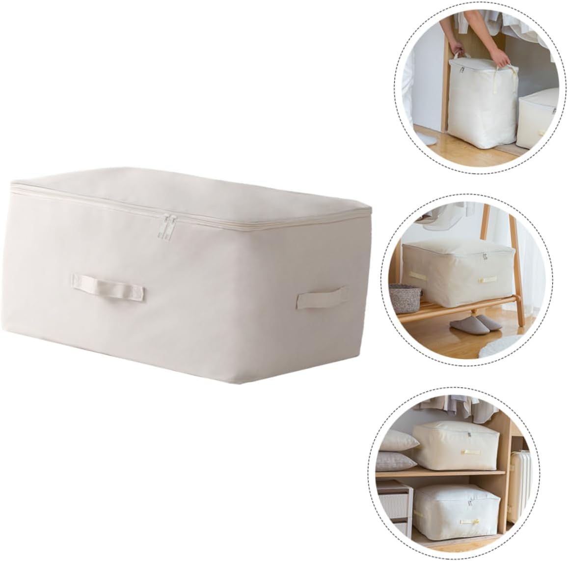 Unomor 1Pc Oxford Cloth Storage Bin Collapsible Folding Storage Case for Quilts Clothes Organizer for Home Moving Comfortable Handles for