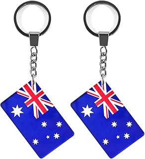 QQSD Australia Flag Keychain Australian Key Ring (2 Pack)