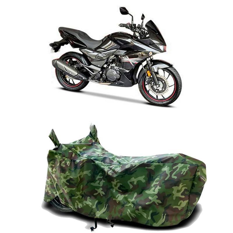 Image of DUFFEL-100% Heat Protection Two Wheeler Bike /Scooty Body Cover for Hero Xtreme 200S BS6 Water Resistance /UV-Rays /Birds Dropping /Scratchproof /Dust Proof /Waterproof[Green Jungle Print]