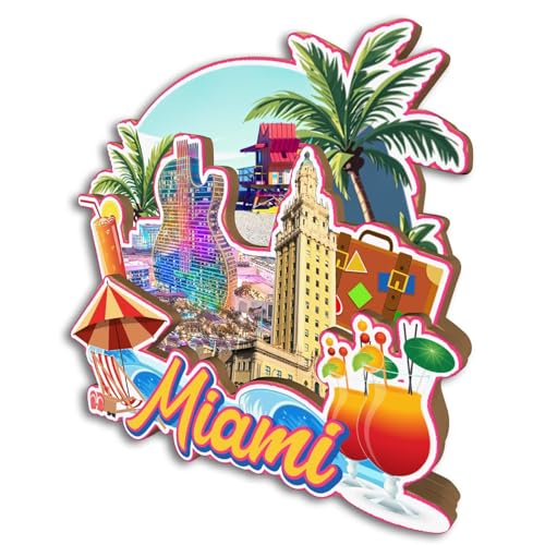 Imán de nevera decorativo Miami Florida 3D artesanal miniatura 2