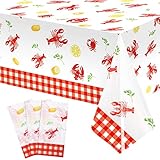 Crawfish Party Tablecloths Lobster Birthday Table Covers Red Lobster Crab Party Party Supplies for Seafood Festivals Birthday Party Decorations, 108 x 54 Inch