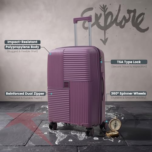 Image of AMERICAN TRAVELLER Explore Luggage Trolley Bags Single | Small (20) | Polypropylene Durable Hard Shell | TSA Type Lock | 360 Disc Spinner Wheels | Expandable Suitcase | Telescopic Handle.