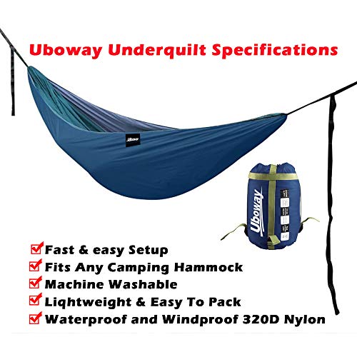 UBOWAY Hammock Underquilt - Packable Full Length Under Blanket, Camping Quilt(Navy)