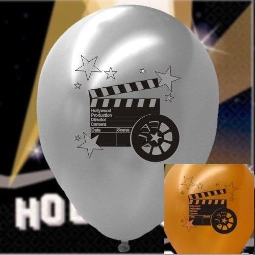 20 Hollywood Clapper Board Gold And Silver Printed Party Balloons