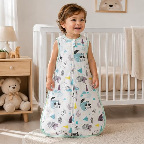 Image of Toddler Sleeping Sack Baby Muslin Cotton Soft Wearable Blanket Summer Sleeping Bag Sleeveless Sleep Sacks 0.5 Tog 24-36 Months Boy Kids Large 3T Lightweight 4-5 Years Girl Infant Sleep Bag Kids L