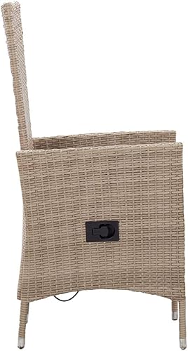 Miniatura 6 de Sillas de patio 2 piezas con cojines de ratán de poliéster beige para patio al aire libre, comedor, césped, sillas de comedor al aire libre, Sillas