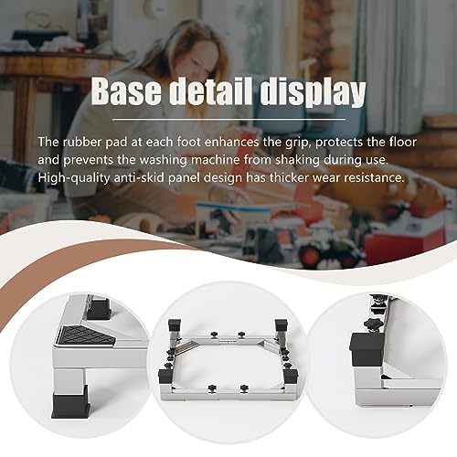 Image of Heavy duty All Stainless Steel Mini Fridge Stand Washer and Dryer Stand with 4 Strong Feet Heavy Duty Washing Machine Stand Base&Appliance Universal Base(Large Stand)