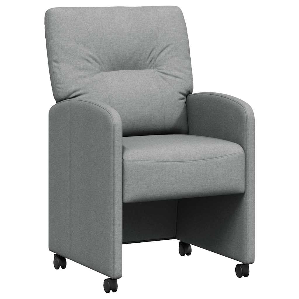 Krzesła do jadalni na kółkach, zestaw 2 szt., jasnoszare, 57 x 67 x 95 cm, obicie materiałowe, ergonomiczne, do jadalni i kuchni