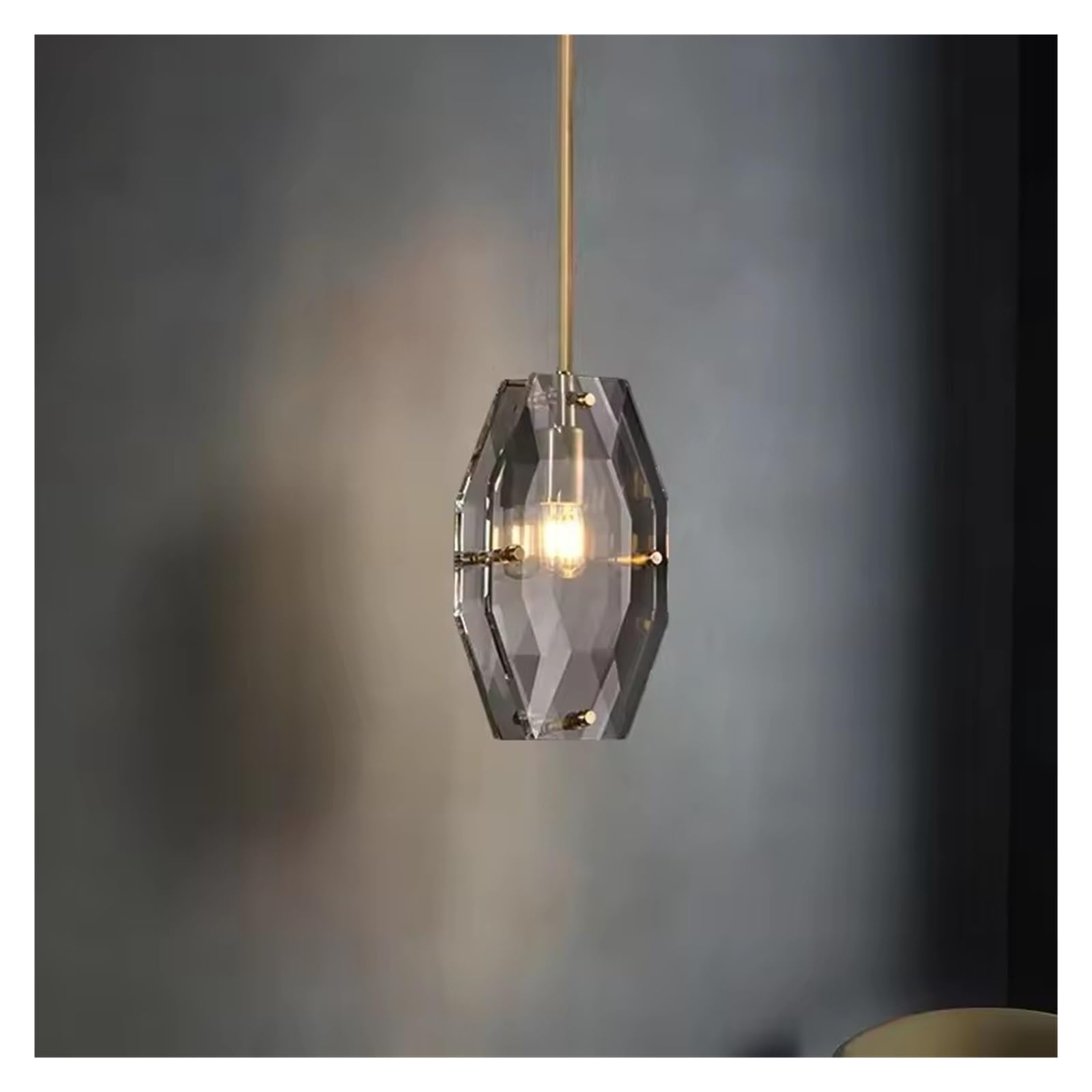 ZTCHSENZT Modern Copper Crystal Chandelier Creative Restaurant Bedside Bedroom Cloakroom Single Head Long Line Small Chandelier,Warm light