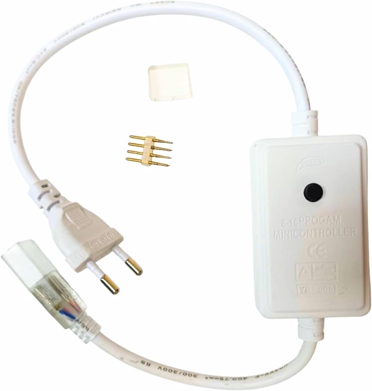 JANDEI RGB Controller for 220V AC RGB LED Strip Supports up to 400W and 25 Strip Gauges Includes Connecting Spike and End Cap