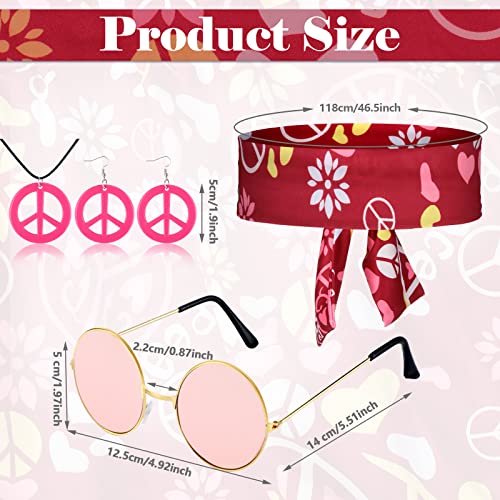 Jenaai 7 Pcs Kids 60S 70S Hippie Outfits For Girls Costume Set Boho Flared Pants Hippie Outfits Accessories Set (Lively, Xx-Large) #TOP1