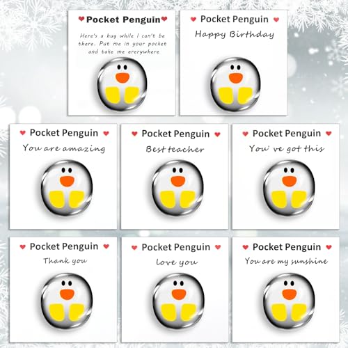 8pcs A Little Pocket Penguin Hug Inspirational Gifts for Women Men Mini Cute Animal Decoration Funny Pocket Hug Penguin Stress Relief Toy for Birthday Wedding Party Valentine's Day Lover Friend Gift3