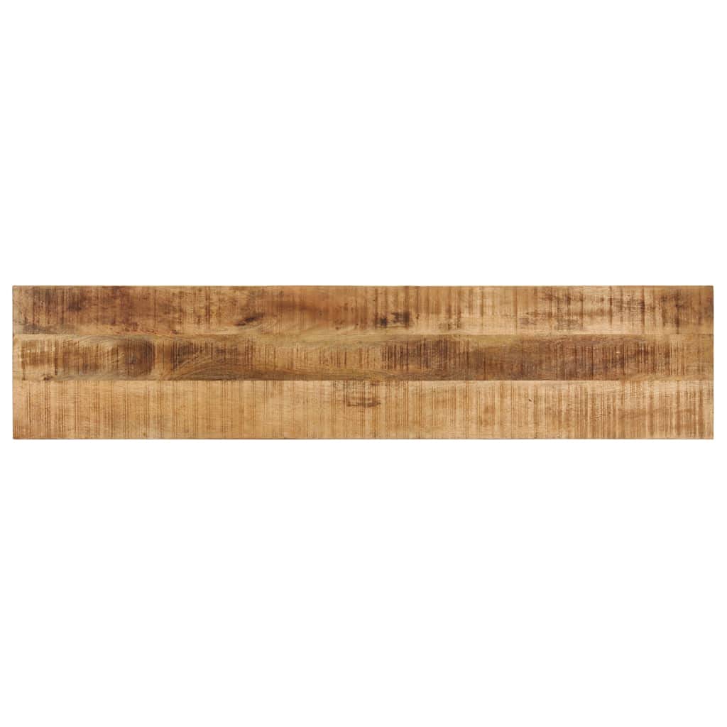 Ławka do siedzenia 160 cm, szorstkie lite drewno mango i stal, ławka do przedpokoju ze stabilnymi, malowanymi proszkowo nogami, naturalny rysunek słojów, idealna do korytarza, garderoby i