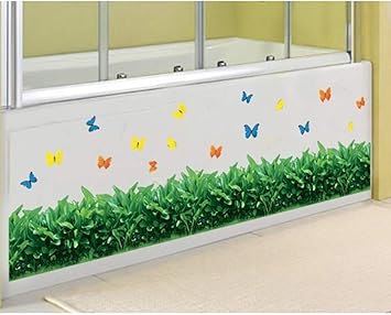 Xtore Green Grass Wall Stickers, Decorative Decals for Home Decor (Pack of 1, Green) - image, photos
