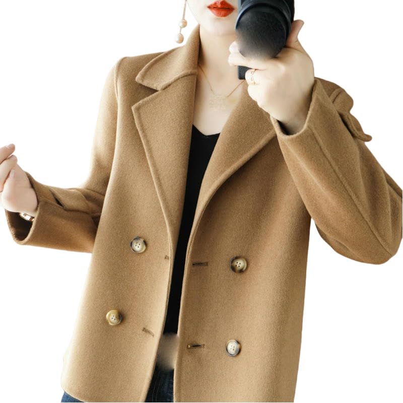 Veste cachemire femme kaki coupe courte décontractée en taille L - 3