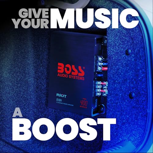 Image of BOSS Audio Systems R1004 Riot Series 4 Channel Amplifier Car Audio - Class AB, 400 High Output, 2-8 Ohm Stable, HighLow Level Inputs, Full Range.