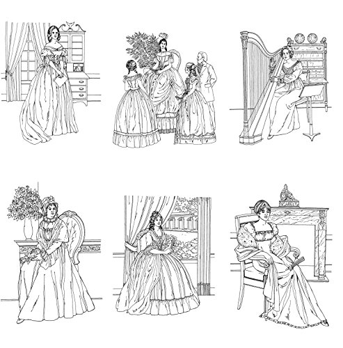 Adult Coloring Book (24 Pages 6"X8") Vintage Fashion Victorian Lady Flonz Vintage Designs #TOP1