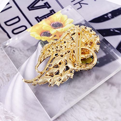 Image of LAXPICOL Vintage Clear Austrian Crystal Elegant Flower Bouquet Wing Brooch for Women