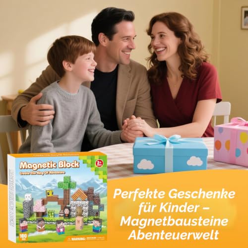 Gryxpox Magnetische Bausteine, Magnetbausteine mit Abenteuerwelt, Magnetfliesen für Kinder ab 3–8 Jahre, STEM-Sensorikspielzeug… – Ansicht 6