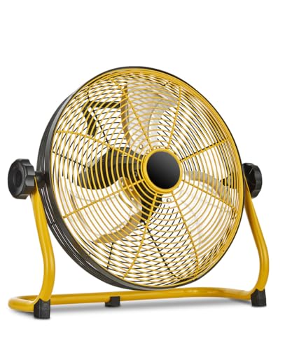 Instern 12 Inch Portable Rechargeable Floor Fan, High Velocity Battery Operated Fan with Metal Blade, Cordless Battery Powered Fans with Waterproof for Outdoor Camping Beach Hurricane Power Outage