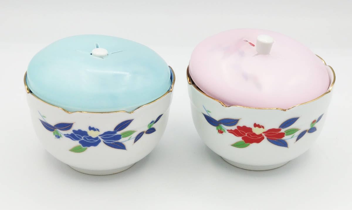 Amazon.co.jp: 品錦松梅 旭翁創製 西峰庵作 花柄 蓋付き陶器2個セット