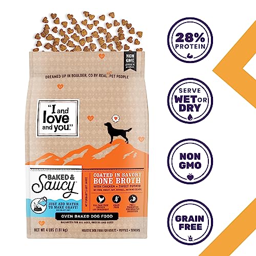 I AND LOVE AND YOU Baked and Saucy Dry Canine Meals – Hen + Candy Potato – Prebiotic + Probiotic, Actual Meat, Grain Free, No Fillers, 10.25lb Bag I AND LOVE AND YOU Baked and Saucy Dry Canine Meals – Hen + Candy Potato – Prebiotic + Probiotic, Actual Meat, Grain Free, No Fillers, 10.25lb Bag