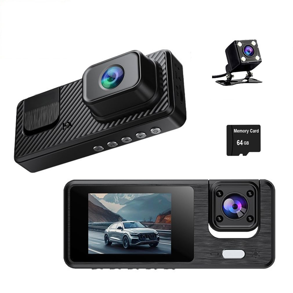 Kamera samochodowa z 3 obiektywami do samochodów wbudowana aplikacja Wi-Fi, przednia HD 1080P i tylna kamera 720P, oświetlenie kabiny IR noktowizor z 3-calowym ekranem IPS samochodowy rejestrator