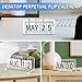 Cosmos Desk Flip Calendar Perpetual Desk Date Calendar Ring Flip Daily Block Calendar for Home Office Teacher Desktop Accessory, Reusable Month Day Display Desk Standing Calendar Decoration, Acrylic