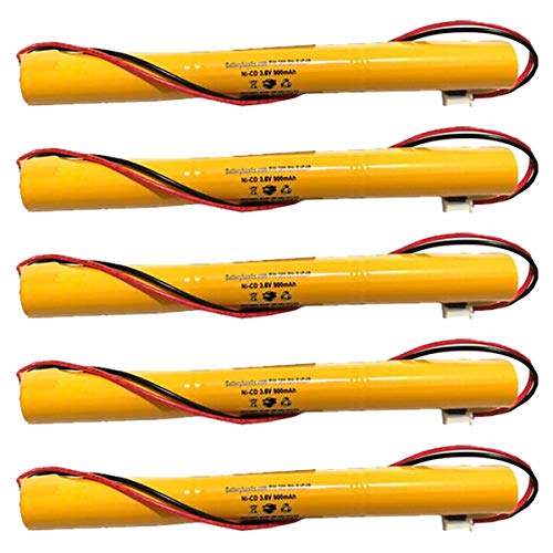(5 Pack) Teig T26000186 3.6v 900mAh 026-186 Battery All Pro 026186 Cooper APEL Battery APLEL Ni-CD Battery Pack Replacement for Emergency/Exit Light