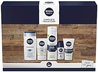 NIVEA MEN Complete Collection Giftset, Men's Toiletry Gift Set for Sensitive Skin, Conquer Skin Irritation with Our Men's Gift Set, 5 Item Men Gift Set