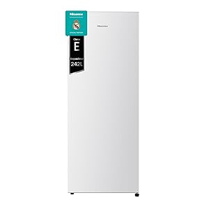 Hisense RL313D4AWE - Frigorífico de Una Puerta, Calss E, Capacidad 242 L Neto, Alto 143 cm,Cajón Frutas y Verduras,Iluminación led, Puertas Reversibles, Silencioso 40 dBA, Color Blanco