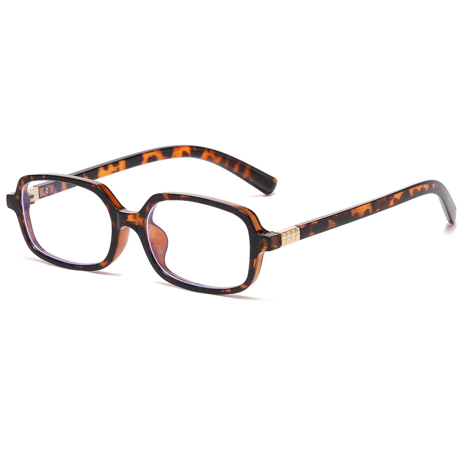 Gafas rectangulares retro Breaksun para mujer y hombre, pequeñas y cuadradas, con bloqueo de luz azul, estilo vintage, color marrón y leopardo.