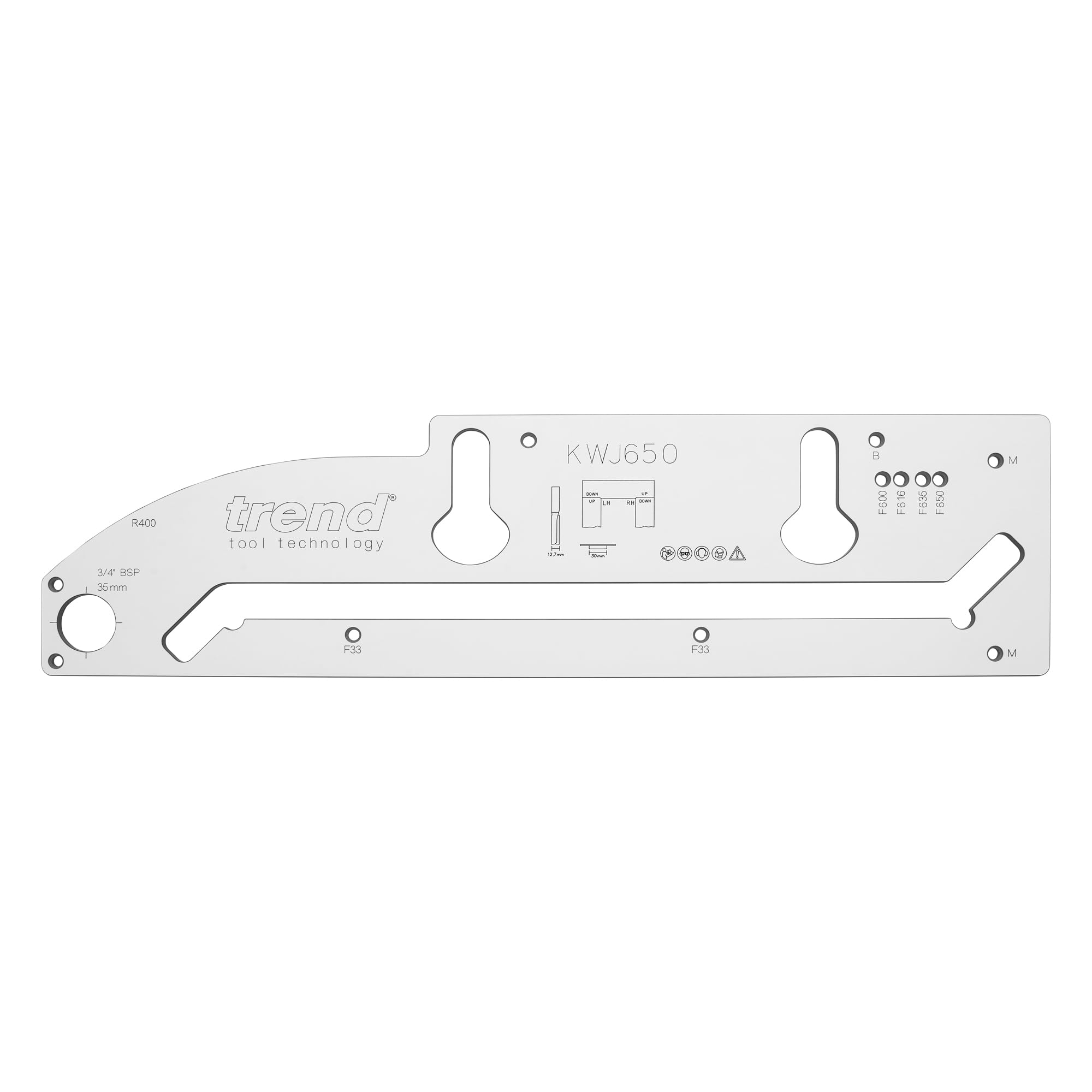 Trend Plantilla per Piani di Lavoro da Cucina con Taglio Peninsulare, per Piani Fino a 650mm, KWJ650